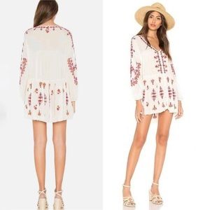 Free People Arianna Embroidered Tunic Dress in Ivory‎